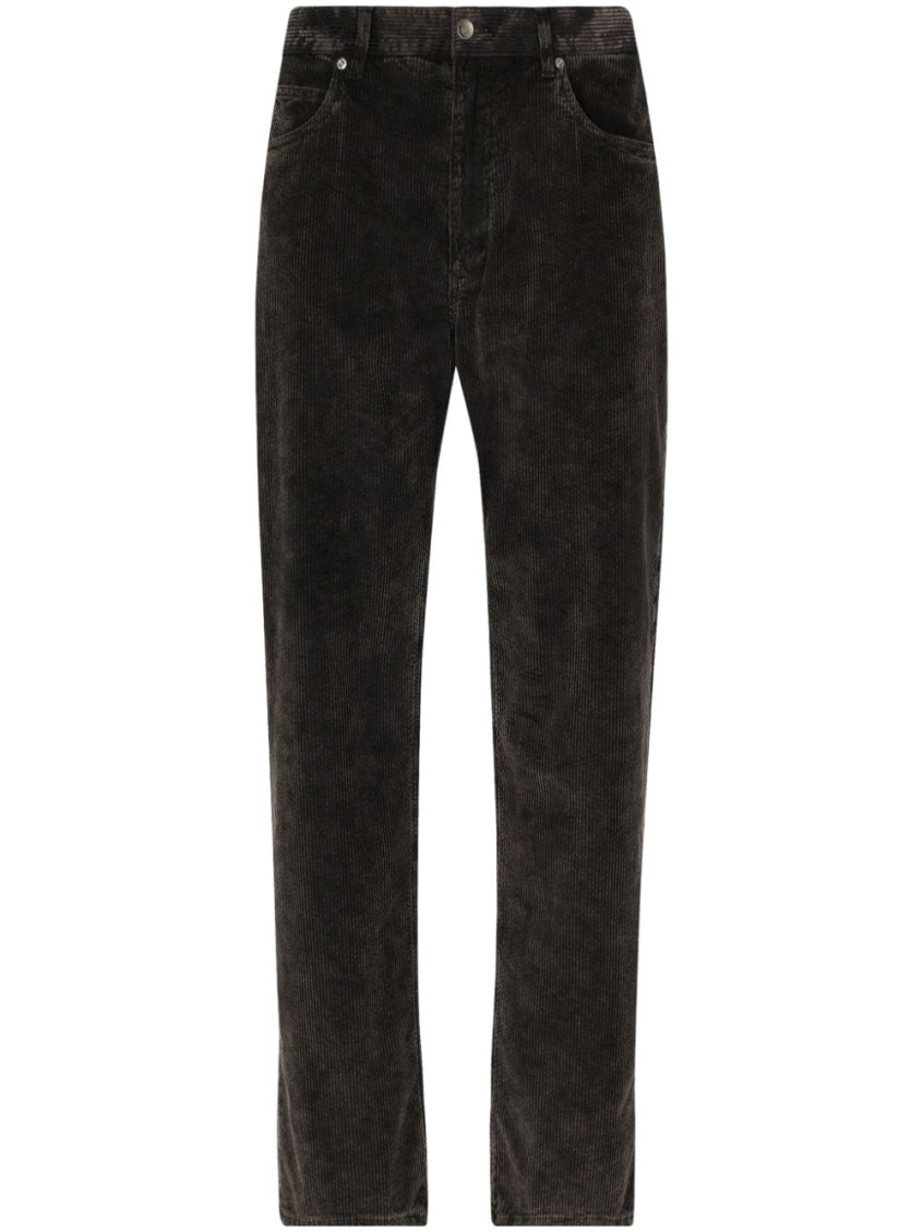 Dolce & Gabbana Charcoal Stretch Corduroy Pant In Black