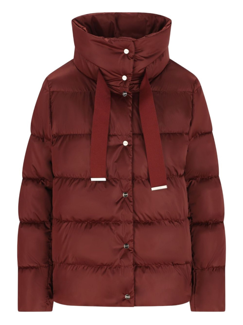 Herno Shiny Satin Cape Down Jacket Clothing In Red