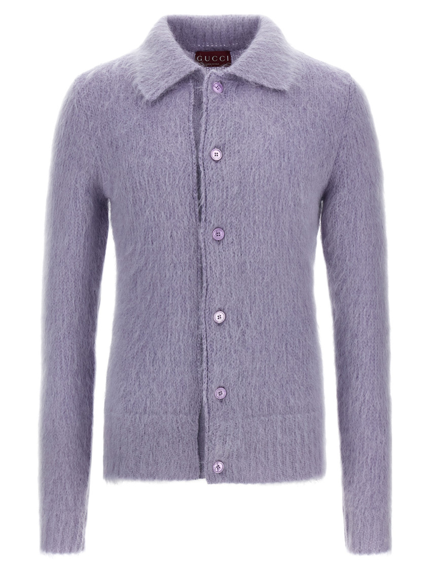 Gucci Cardigan In Brushed Mohair Wool In Multi