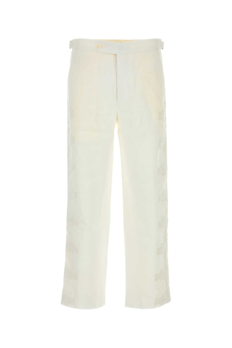 Bode Men White Linen Salt Pant In White