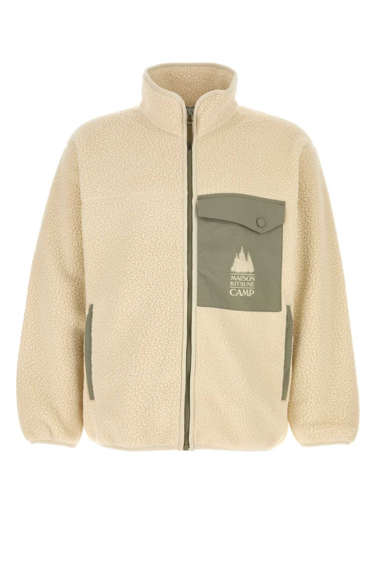 Maison Kitsuné Casual Fleece Zipped Jacket Clothing In Neutral