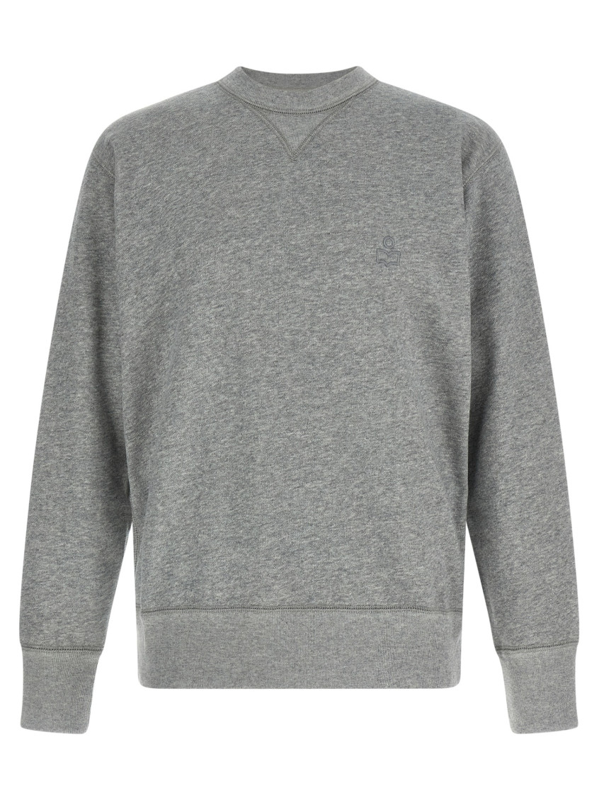 Isabel Marant Ribbed Cuff Long Sleeve Crew Neck Sweatshirt In Gray