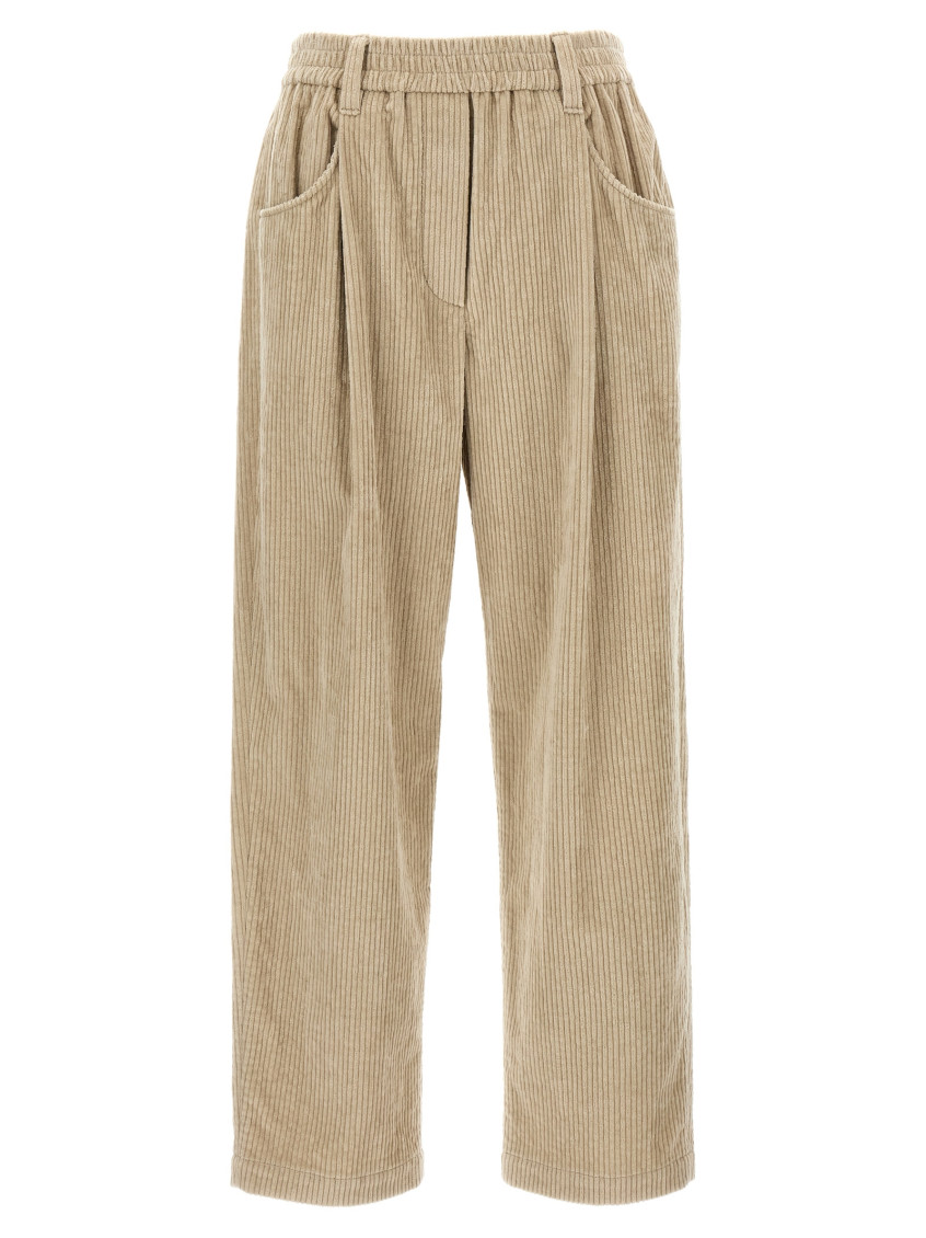 Brunello Cucinelli Corduroy Trousers Pants Beige In Beige