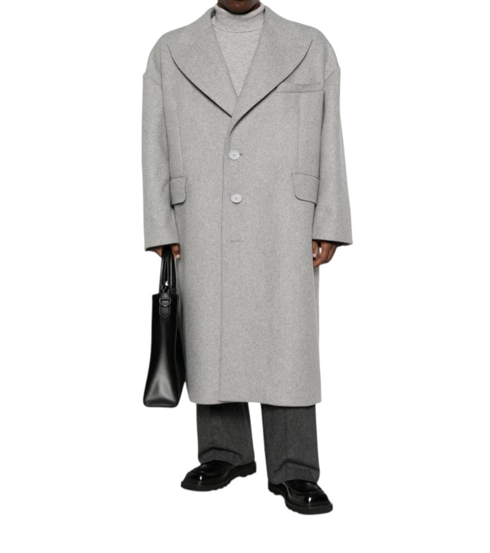 Dolce & Gabbana Oversize Single-breasted Wool-blend Coat In Grey