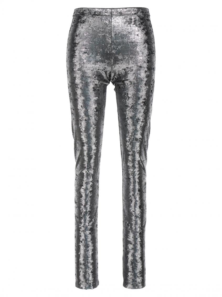 Junya Watanabe Metallic High Waist Slim Fit Leggings In Silver