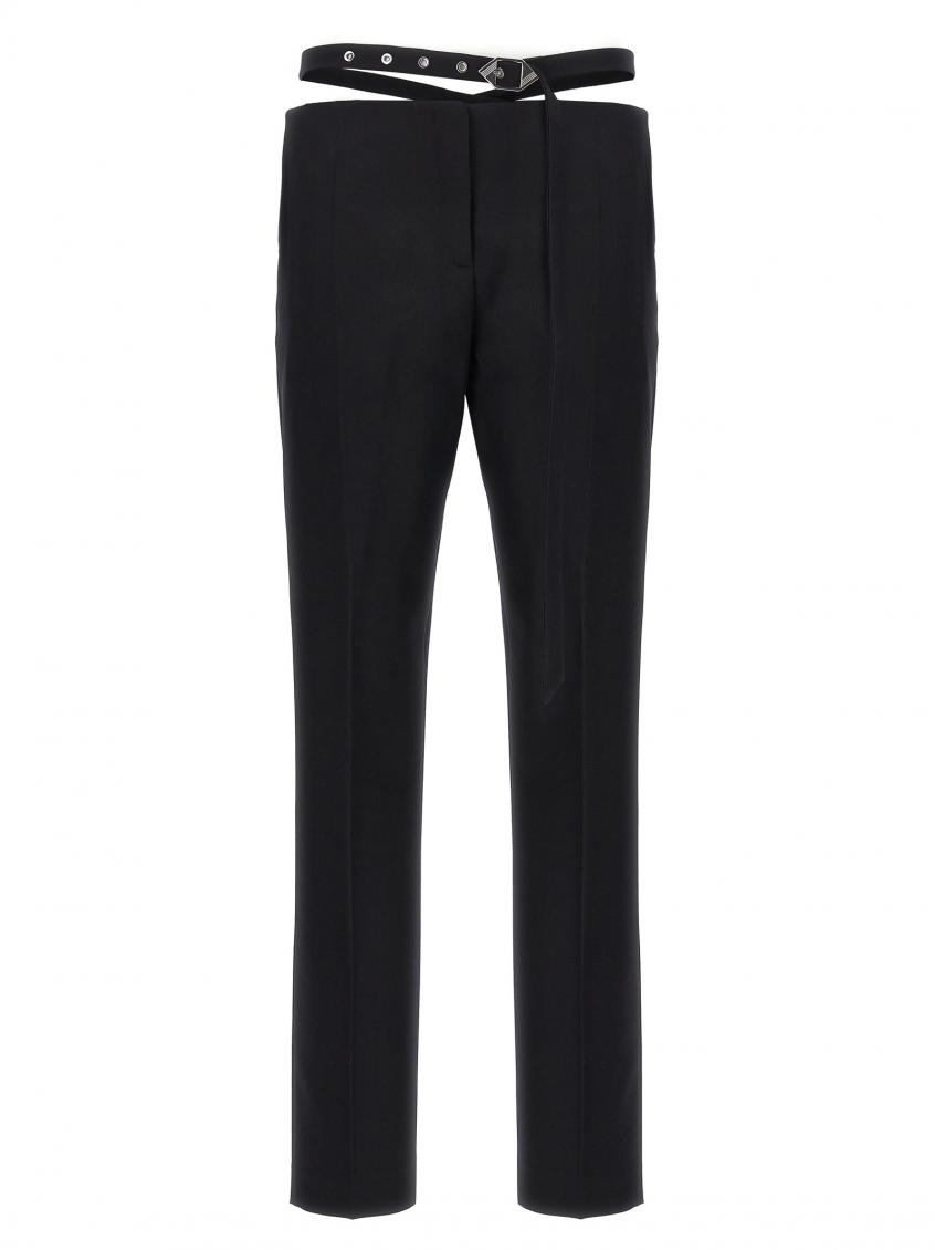 Attico Black Belt Detail Trousers In Black