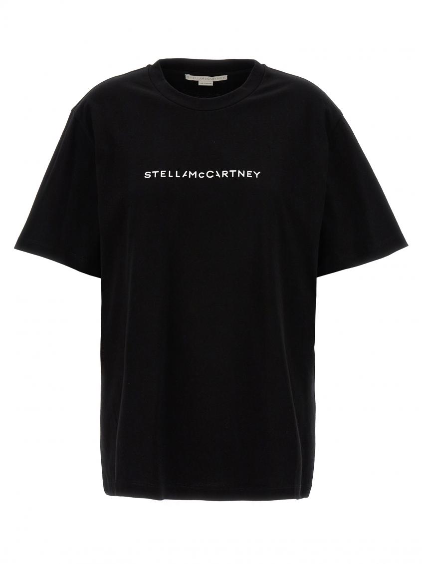 Stella Mccartney T-shirt With Logo Print And Crew Neckline In Black