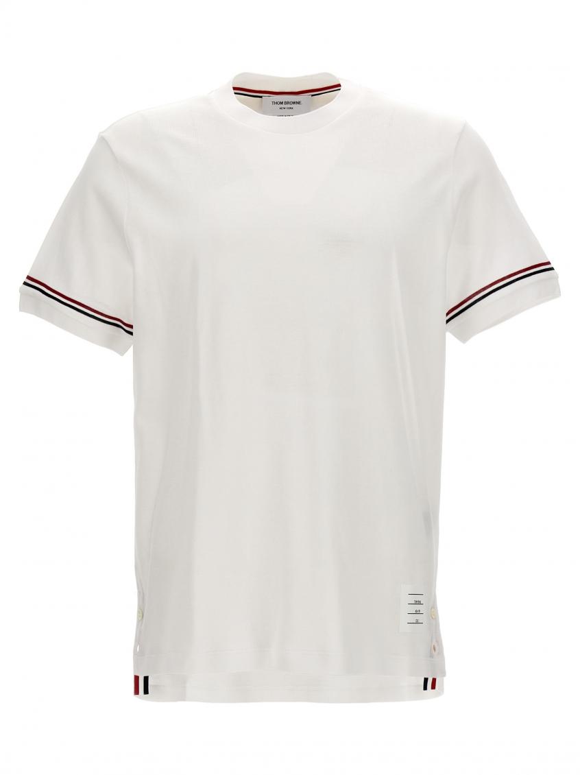 Thom Browne T-shirt With Iconic Bands In White