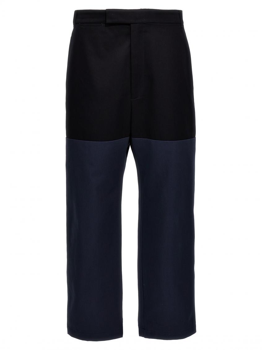 Thom Browne Unconstructed Combo Straight-leg Trousers In Blue