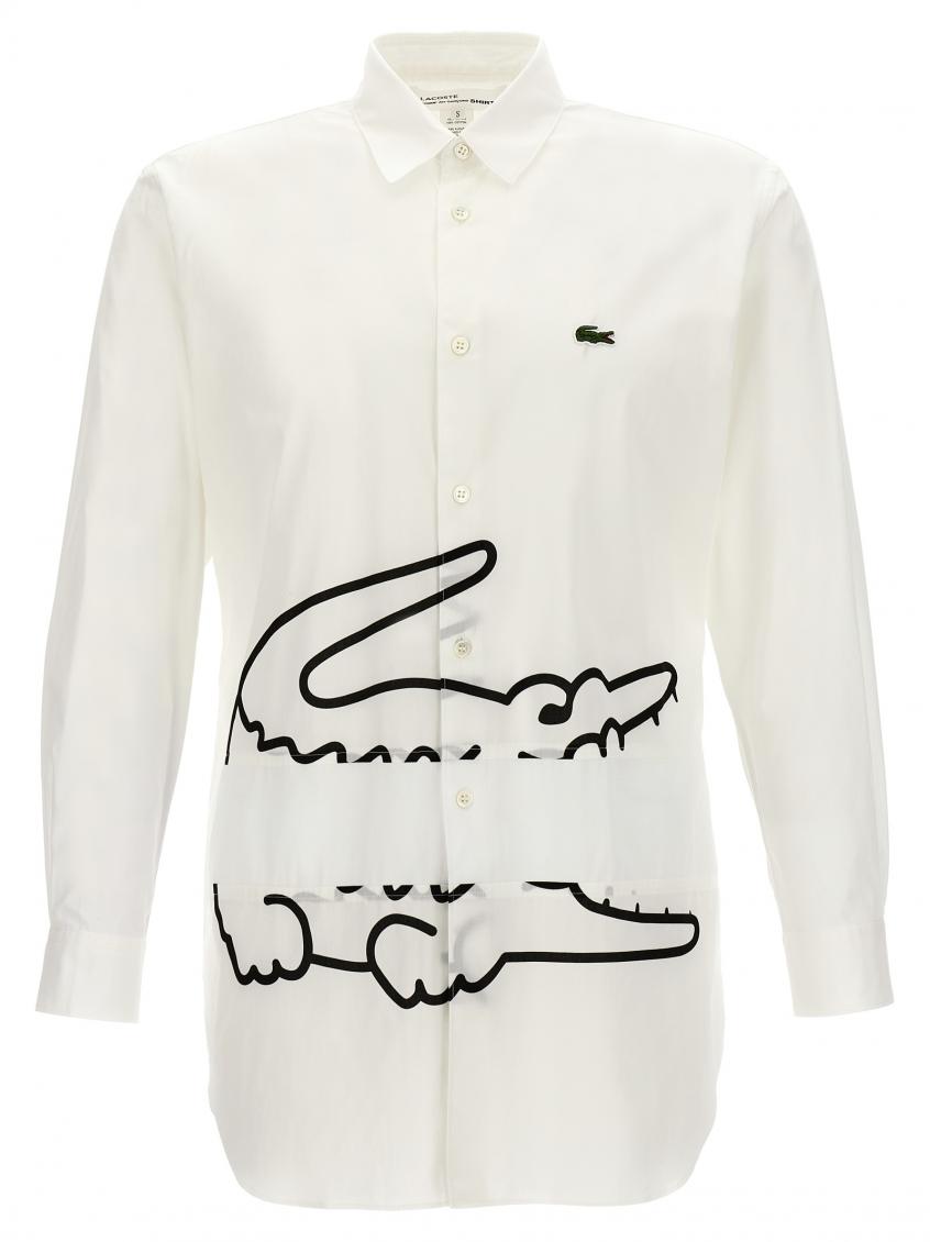 Comme Des Garçons Shirt Collaboration With Lacoste Featuring Graphic Print In White