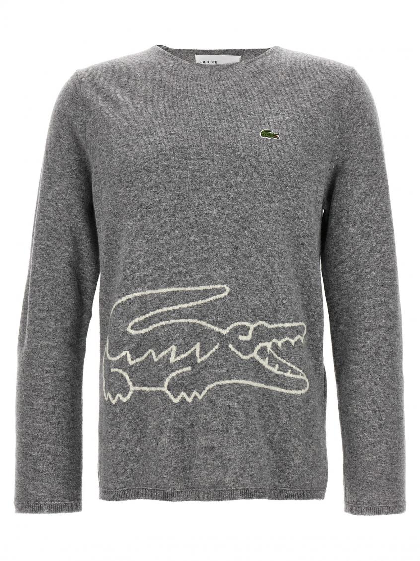 Comme Des Garçons Shirt X Lacoste Crew Neck Sweater In Grey