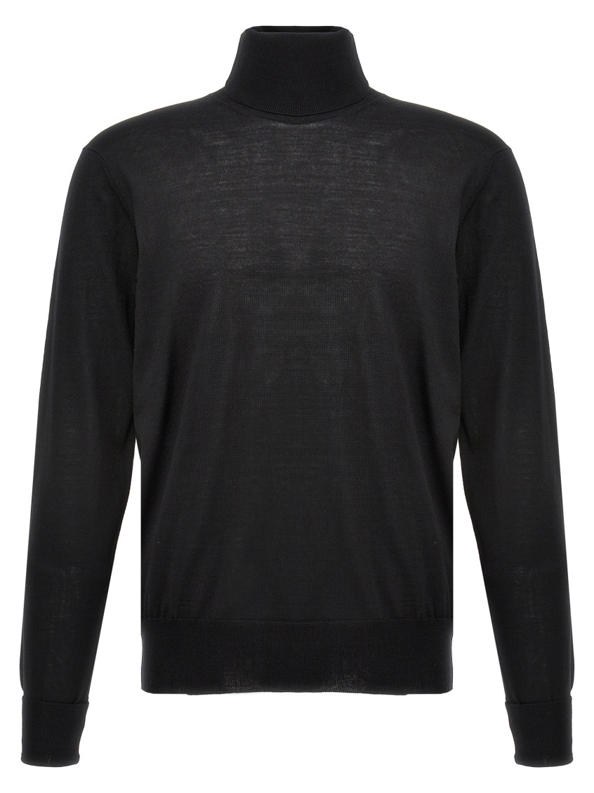 Shop Pt Torino Black Merino Turtleneck Sweater