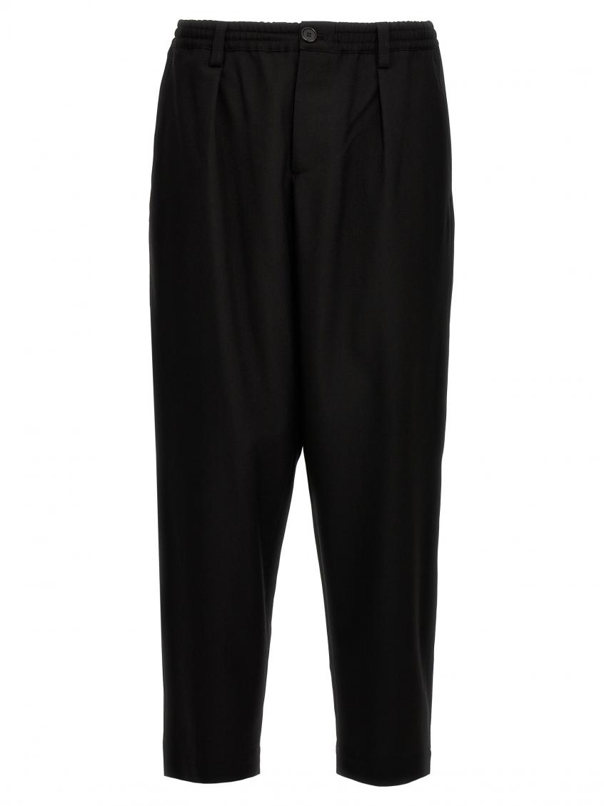Marni Blue Tropical Wool Crop Trousers In Black