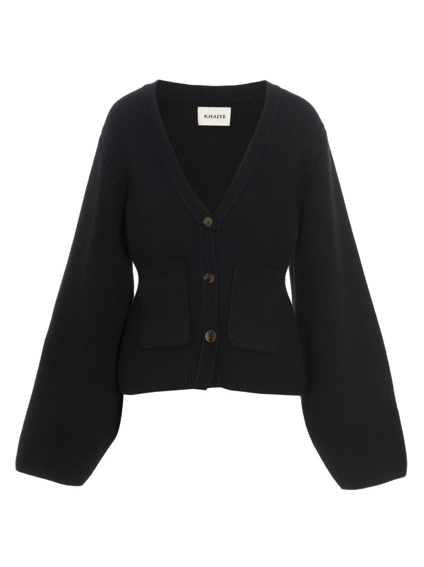 Shop Khaite Black Scarlet Knitted Cardigan