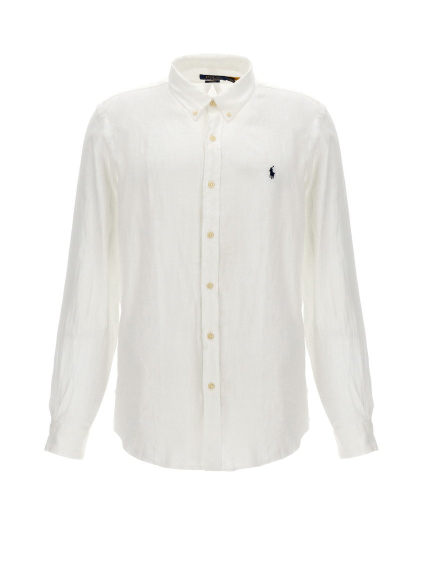 Polo Ralph Lauren Embroidered-logo Cotton Shirt In White