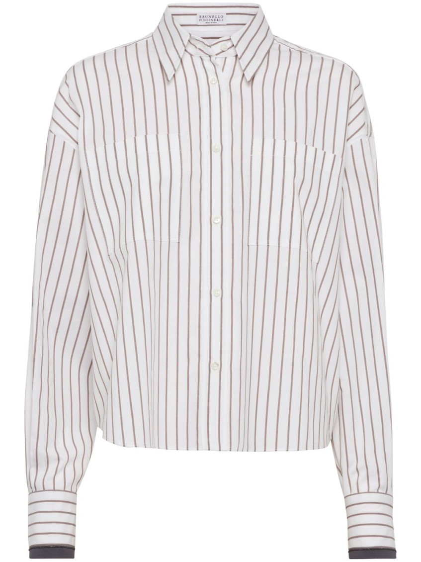 Shop Brunello Cucinelli White Monili-trim Shirt