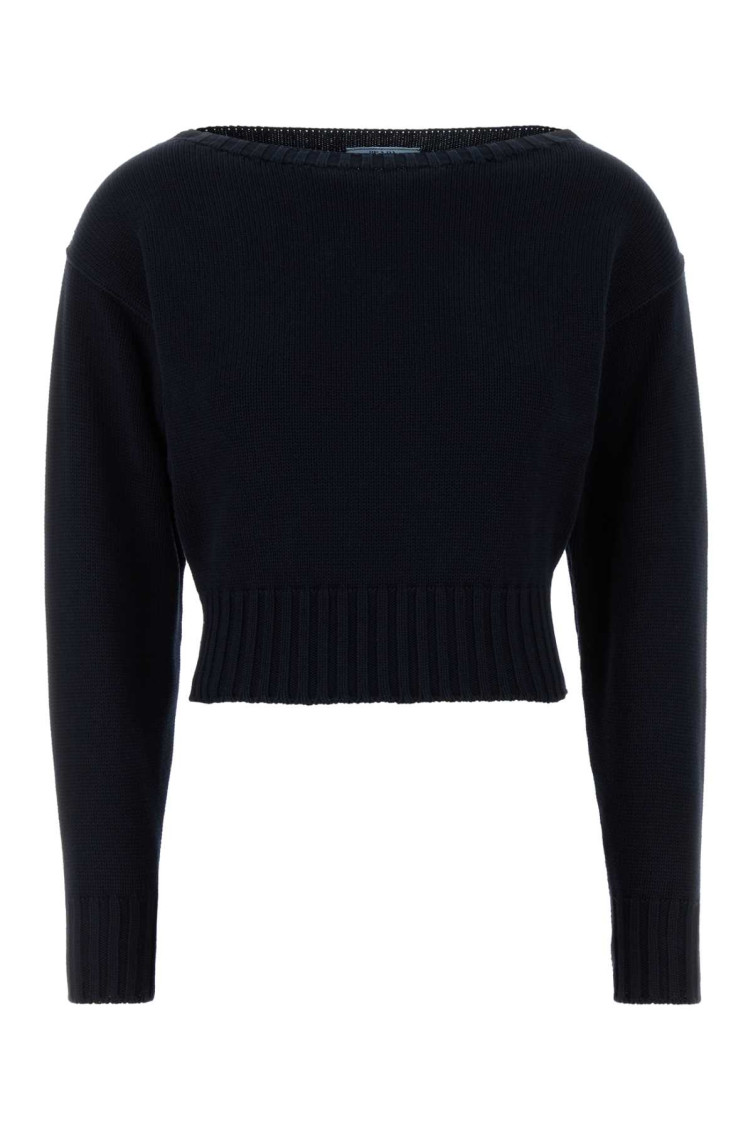 Prada Midnight Blue Cotton Sweater In Navy Blue