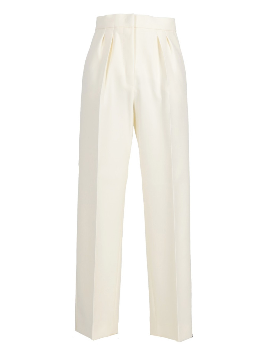 Max Mara Verbano Slim-fit Stretch-wool Trousers In White