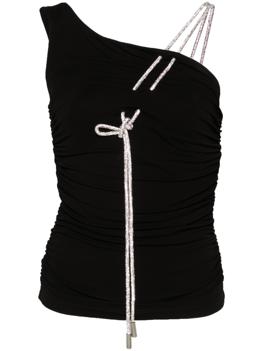 Off-white Ruched One-shoulder Top In Black