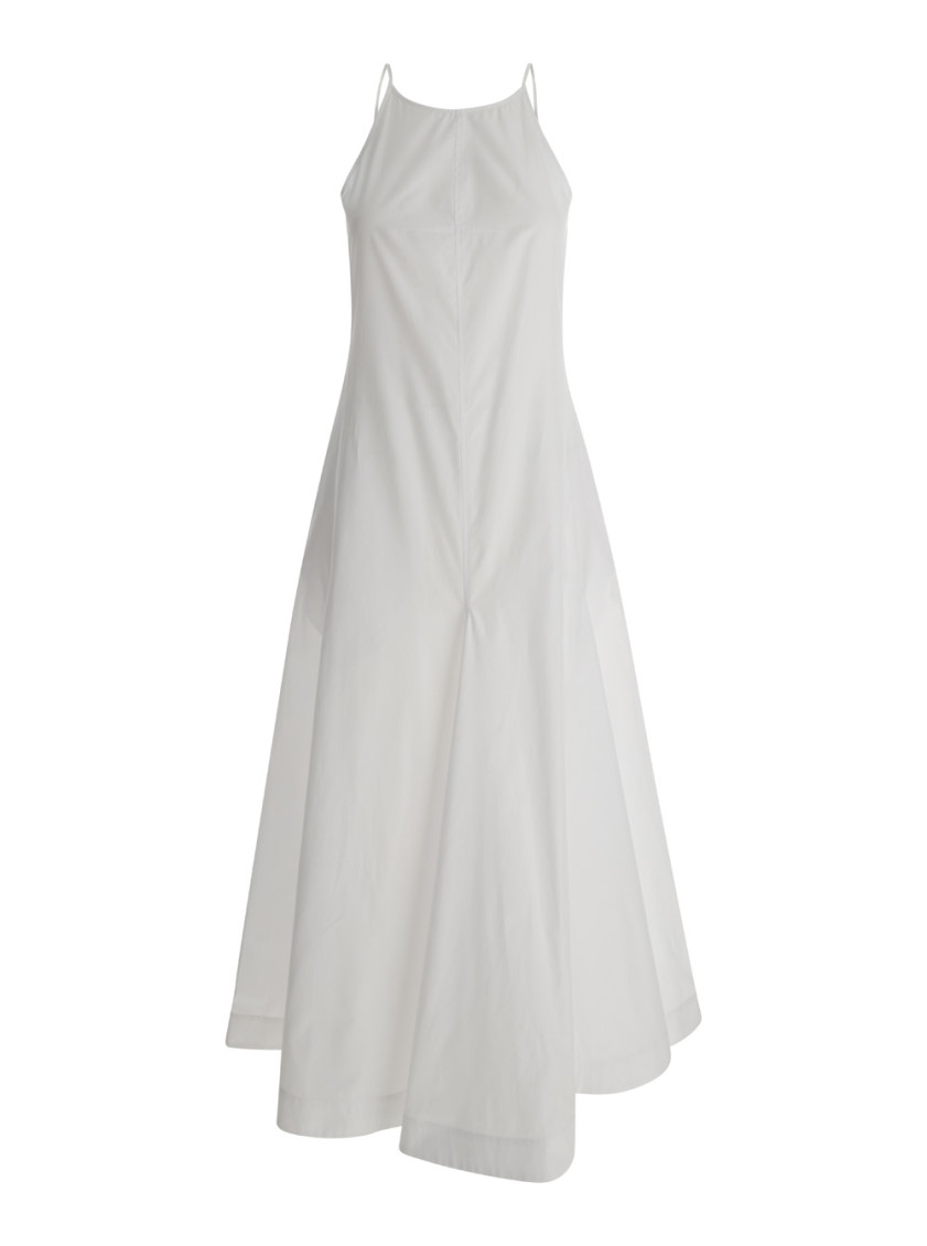 Sportmax Cactus Sleeveless Round Neckline A-line Midi Dress In White