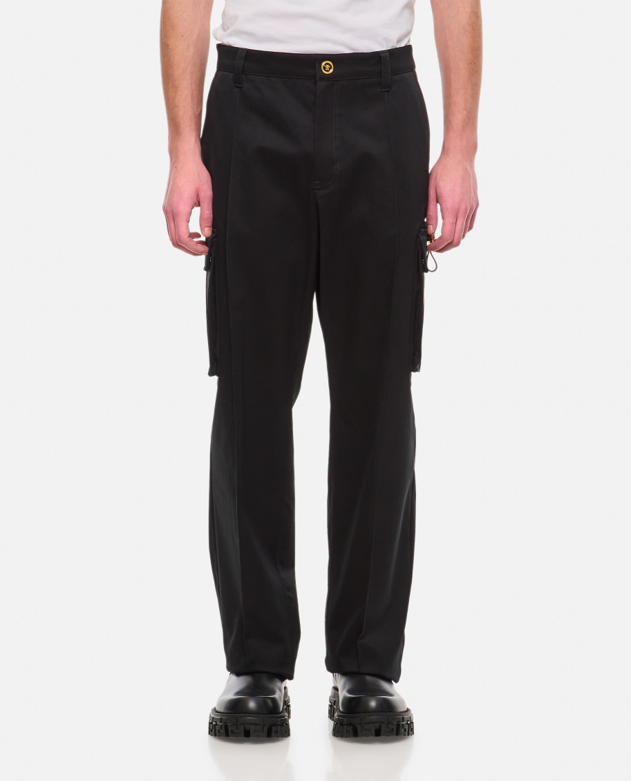 VERSACE BLACK LOGO DETAIL CARGO PANTS 