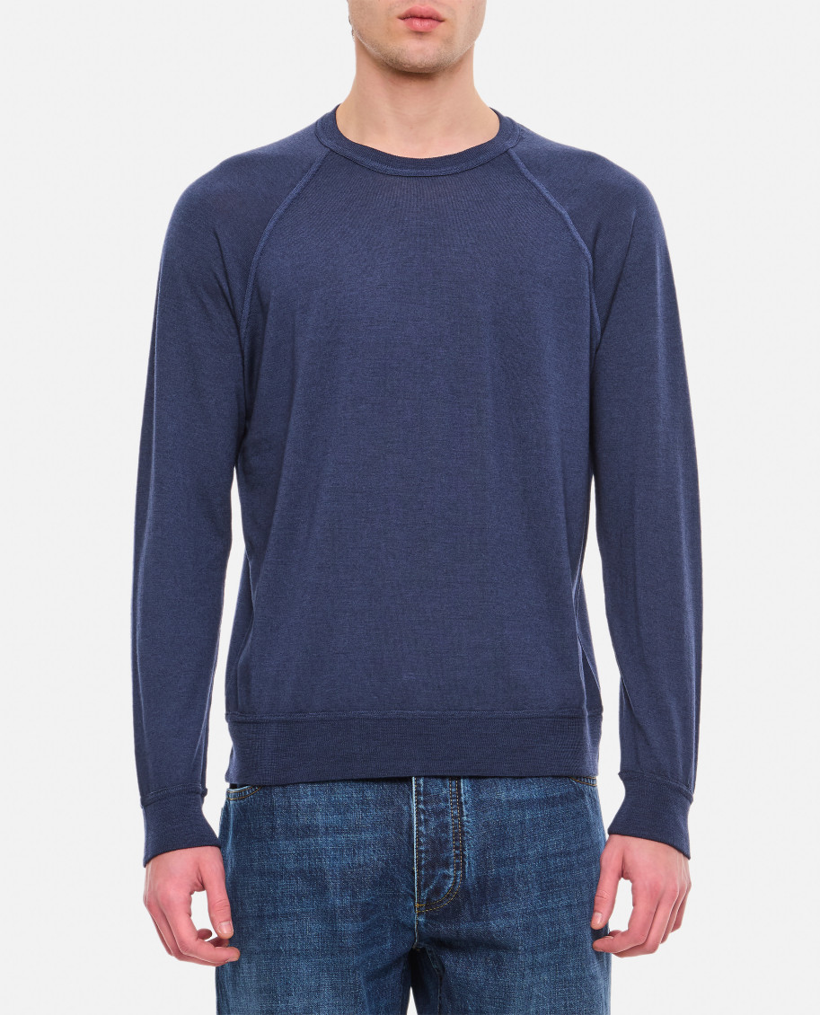 Drumohr Crewneck Cotton Sweatshirt In Dark Blue