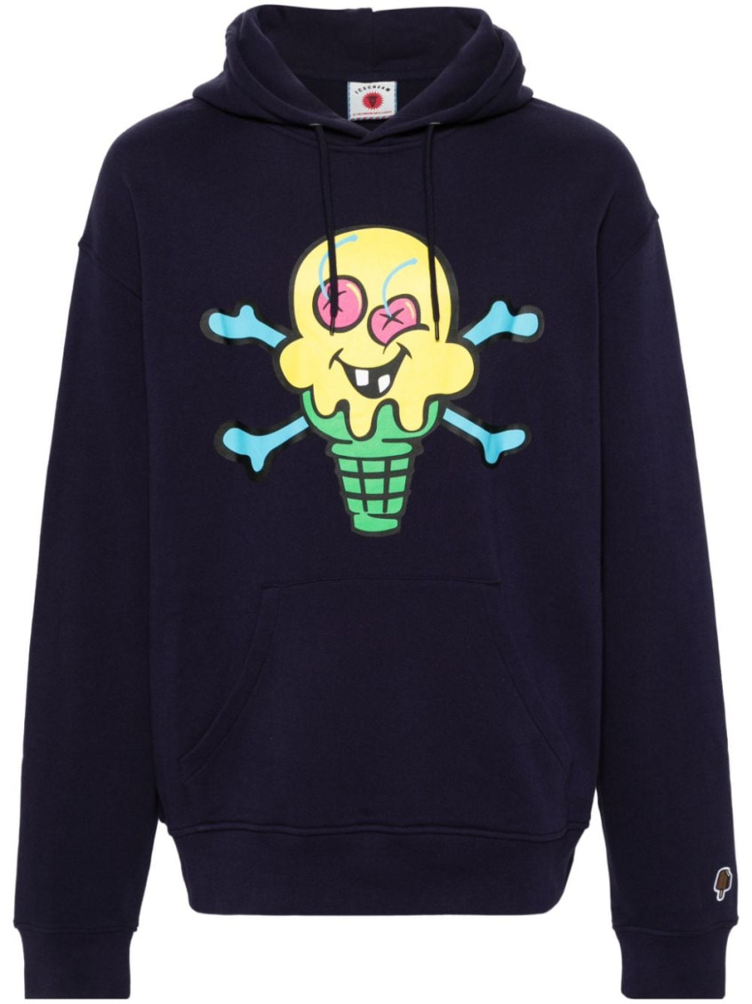 Icecream Cones And Bones Cotton Hoodie In Blue