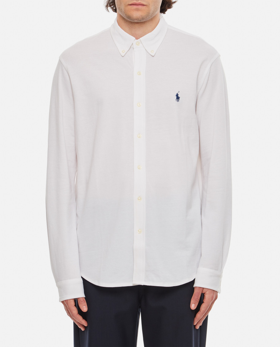 Polo Ralph Lauren Embroidered-logo Cotton Shirt In White