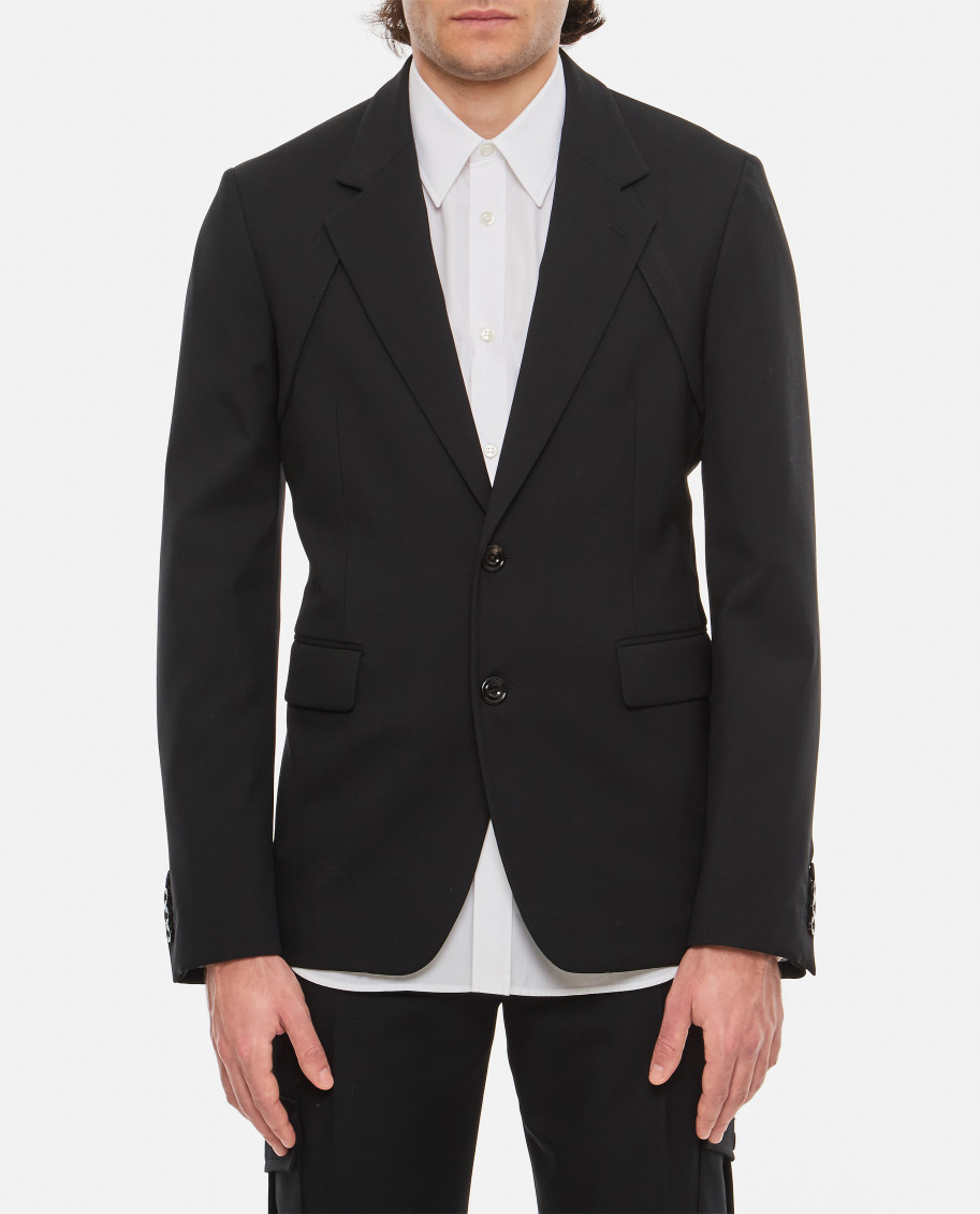 Alexander Mcqueen Wool Gabardine Harness Jacket In Black