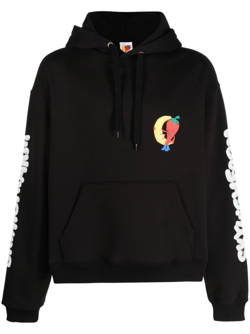 Sky High Farm Universe Black Logo Cotton Hoodie In Black