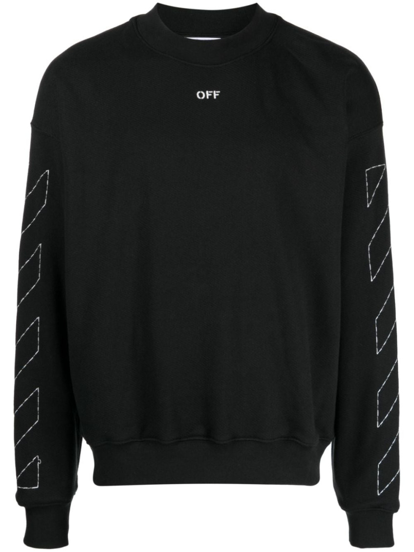Off-white Regular Fit Jersey With Distinctive Logo And Textured Detailing In Black