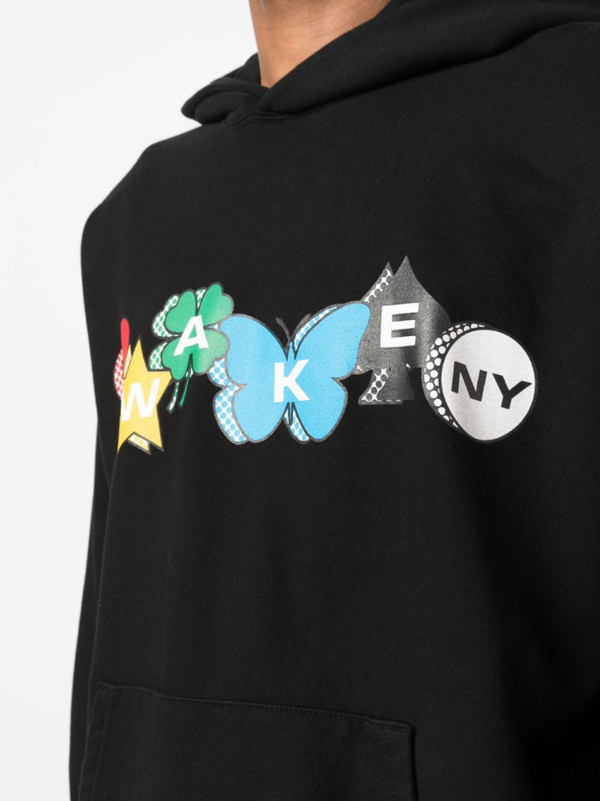 Awake Ny Black Printed Charm Logo Hoodie for Men Online USA