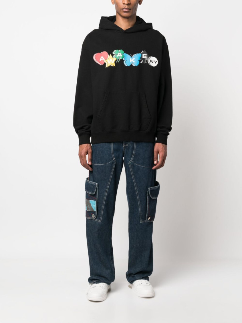 【AWAKE NY】Awake NY Printed Charm Logo Hoodie Printed Charm Logo Hoodie - Steel Blue – Feature