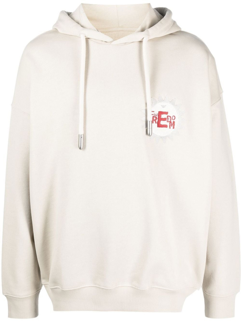 Emporio Armani 'freedom' Hoodie In White