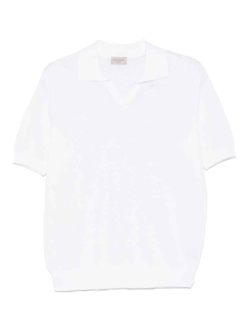 Paul & Shark White Open Knit Polo
