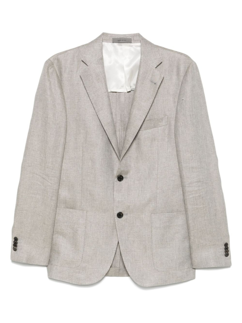 Corneliani Light Grey Lienen Blended Single Breasted Blazer