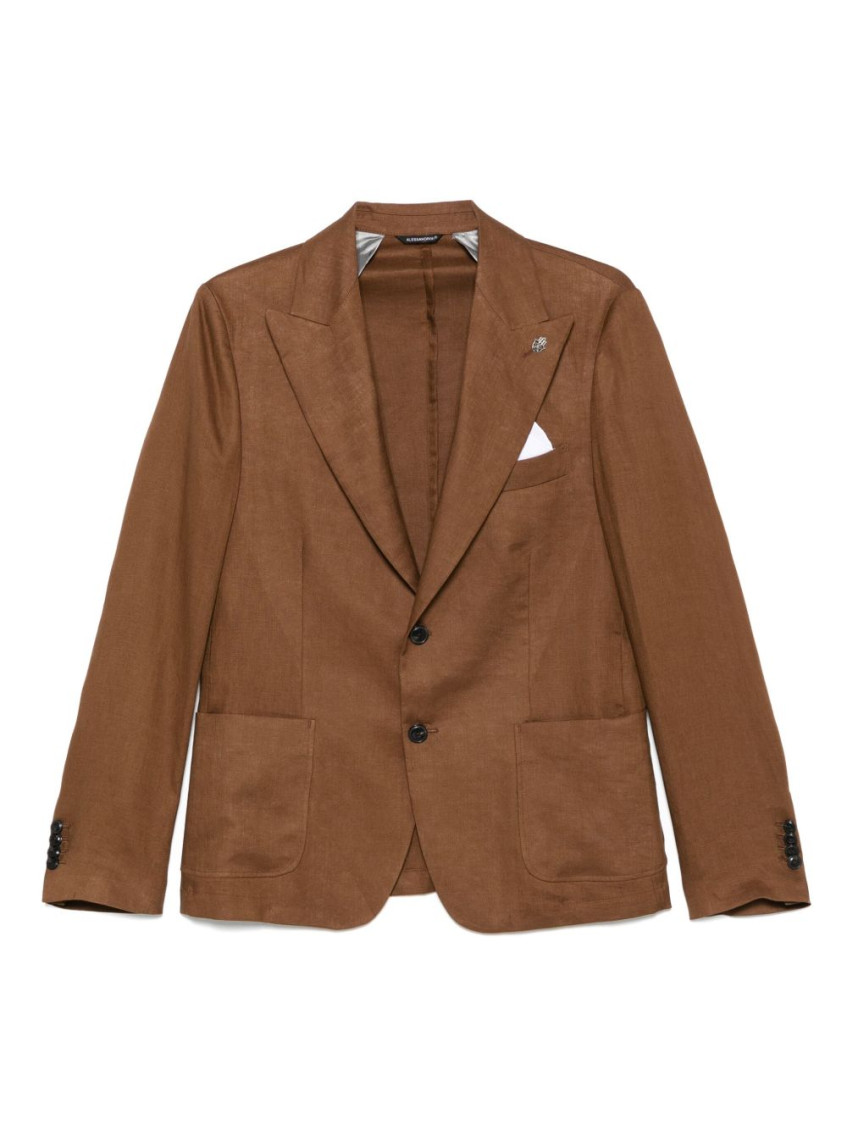 DANIELE ALESSANDRINI BROWN ELEGANT RUST-COLORED BLAZER