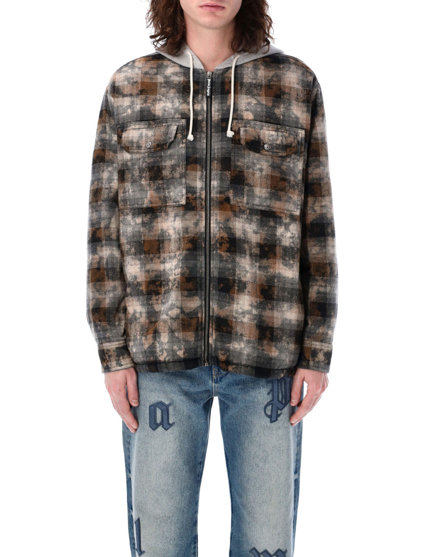 Palm Angels Men's Curved Logo Check Overshirt