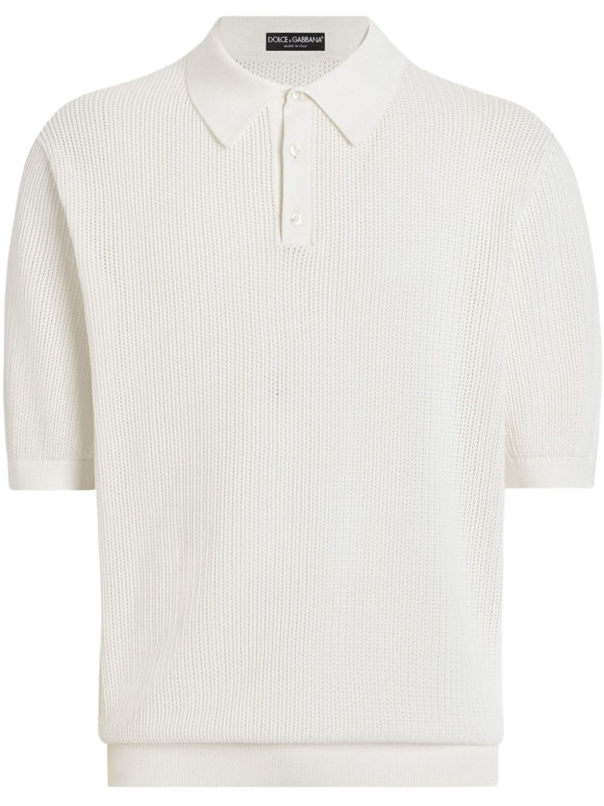Dolce & Gabbana White Short Sleeve Knitted Polo