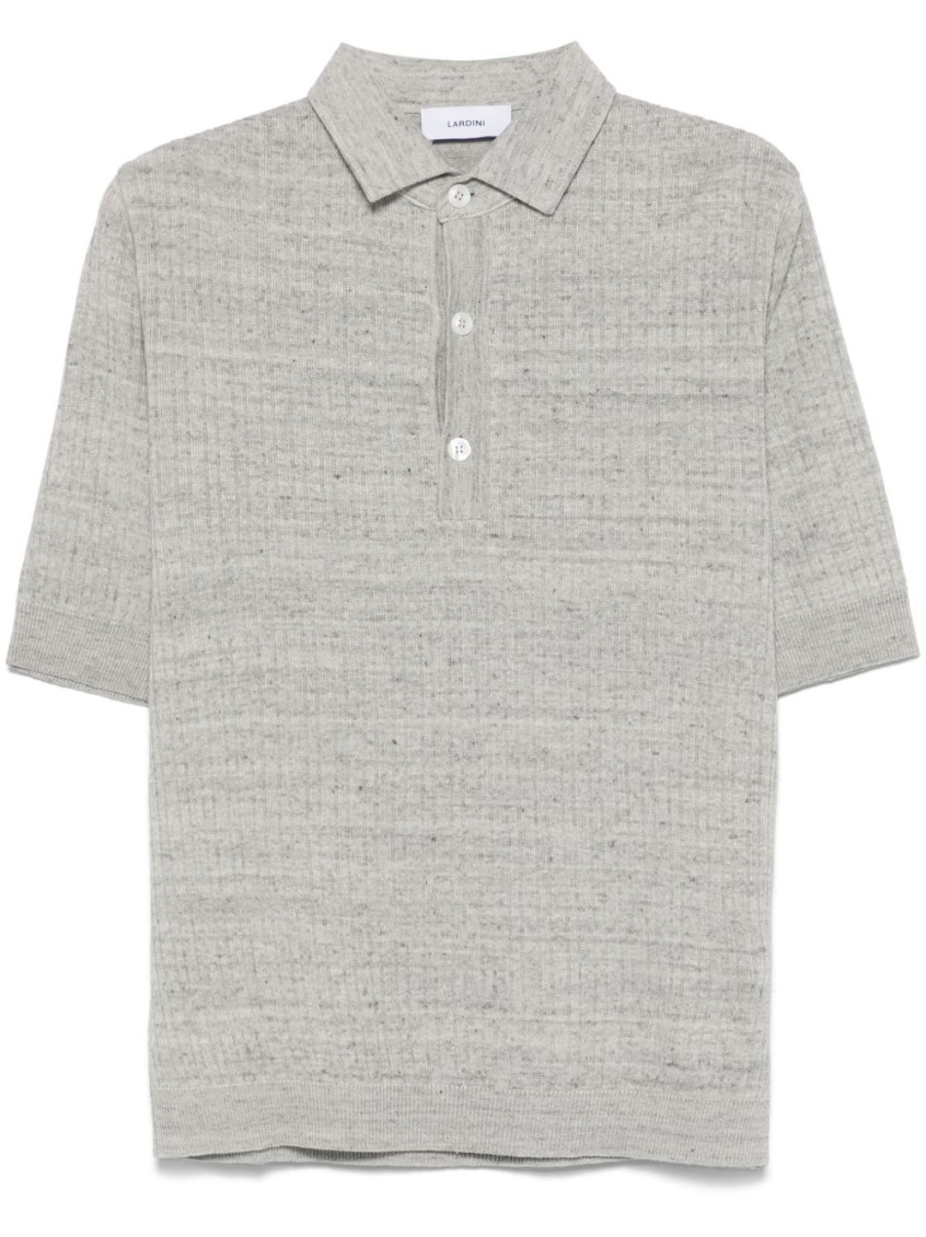 Lardini Textured Beige Polo T-shirt With Buttoned Placket