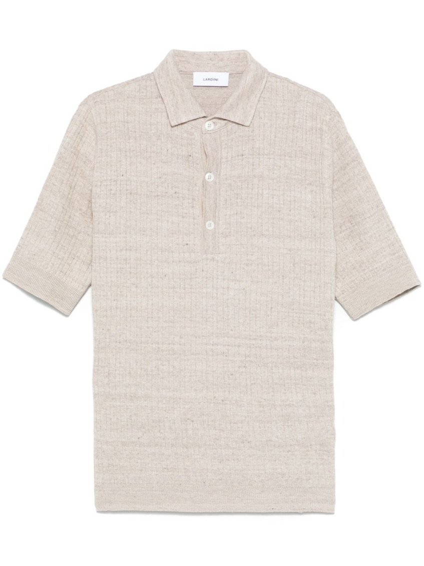Lardini Ribbed Linen And Cotton-blend Polo Shirt