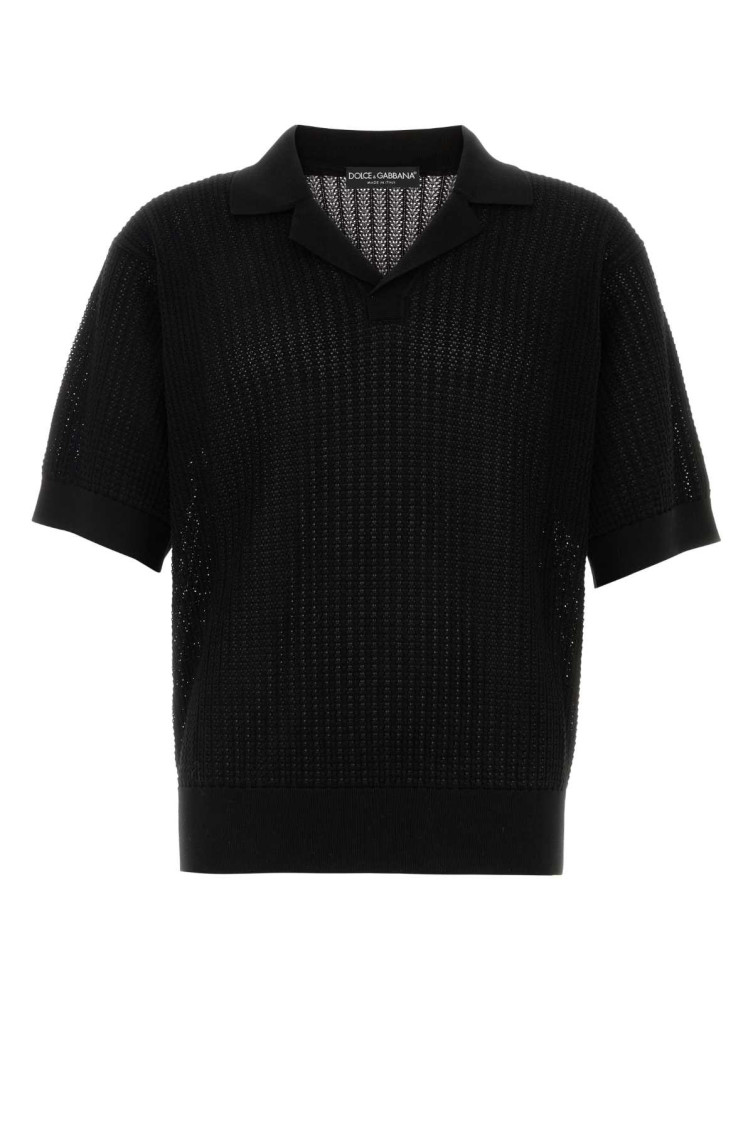 Dolce & Gabbana Black Short Sleeved Knitted Polo