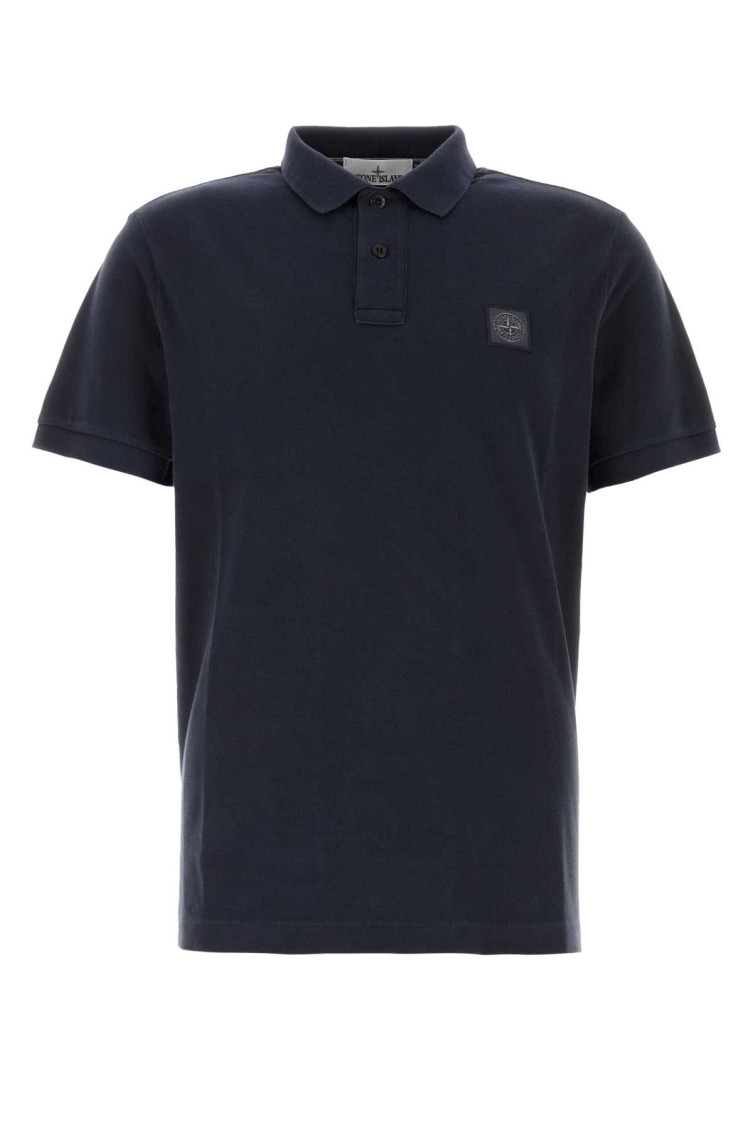 Shop Stone Island Navy Blue Signature Logo Polo