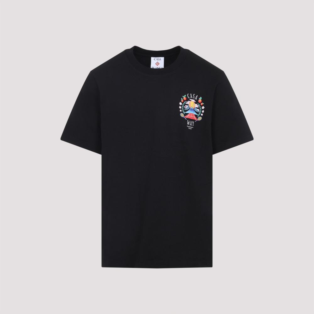 Casablanca Casa Way Mountain Printed Organic Cotton-jersey T-shirt In Black