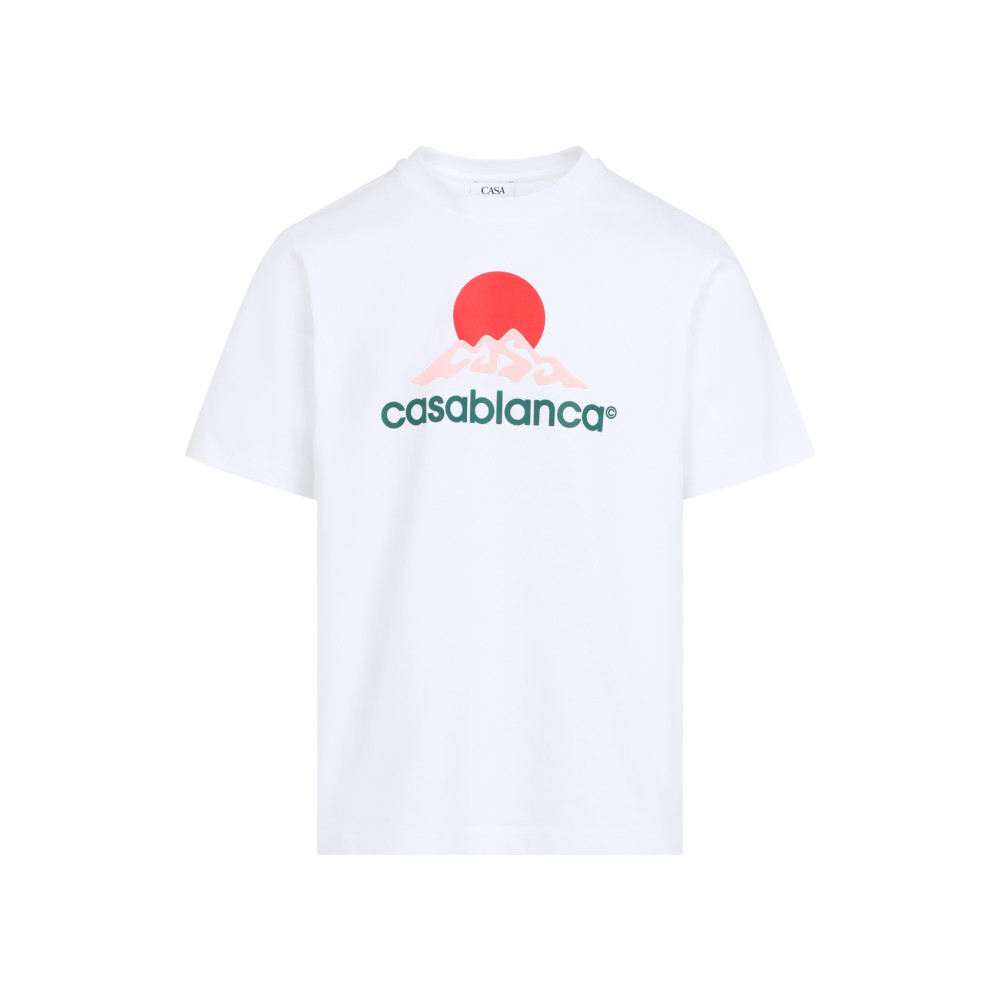 Casablanca White Crewneck T-shirt With Logo On The Front
