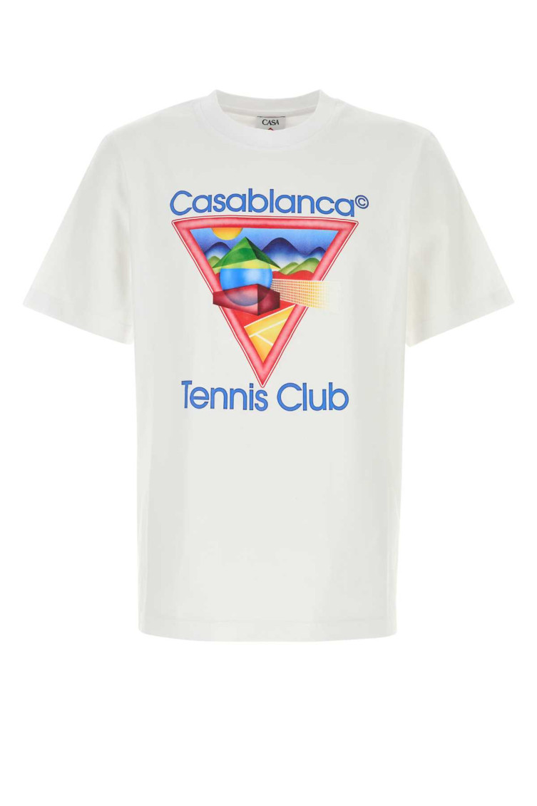 Casablanca Cotton Crew Neck T-shirt With Graphic Print In White