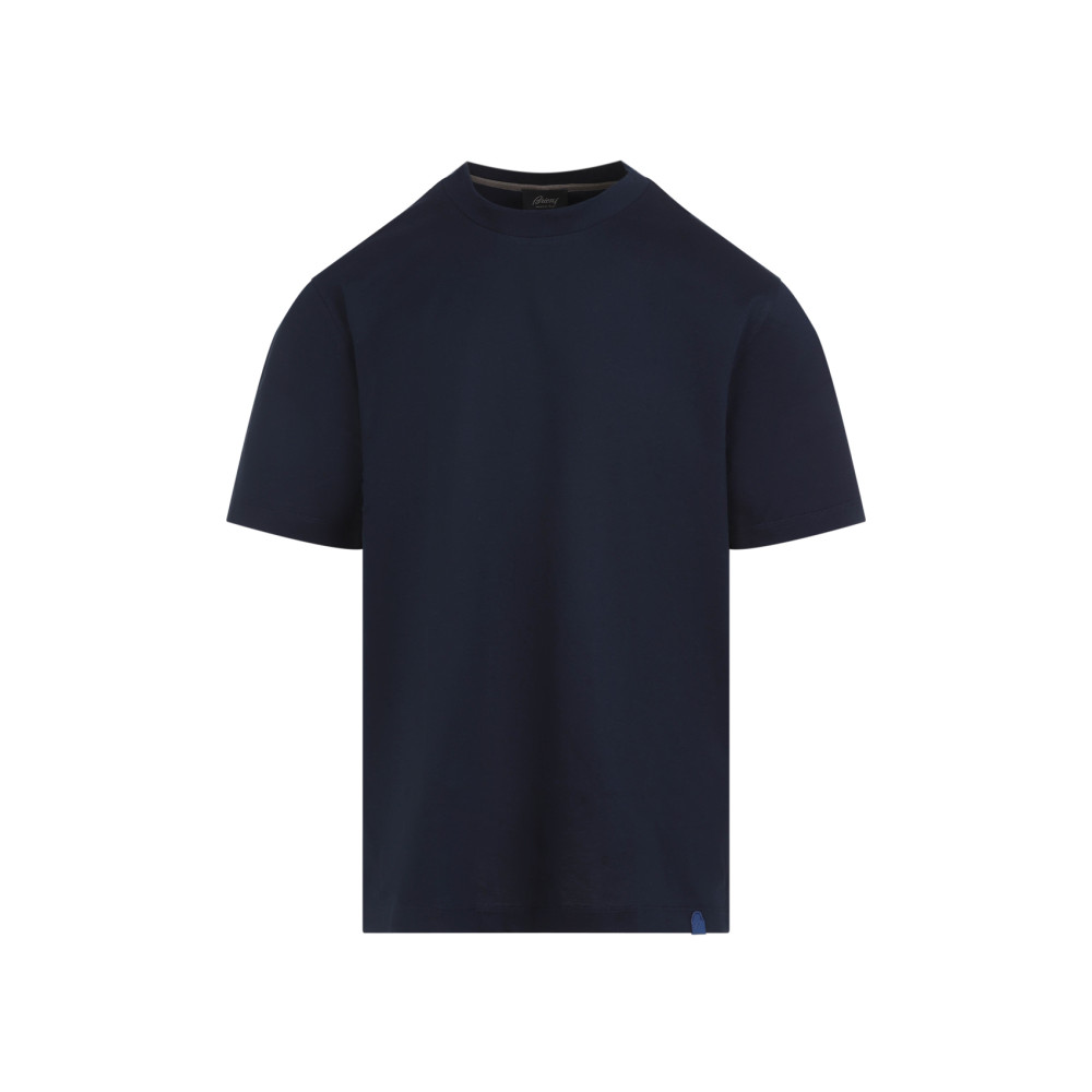 Brioni Cotton Jersey Crewneck T-shirt In Blue