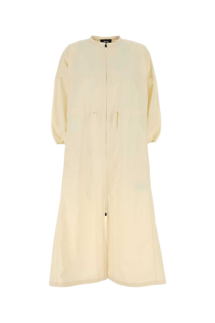 Herno Drawstring Waist Crewneck Dress In Neutral