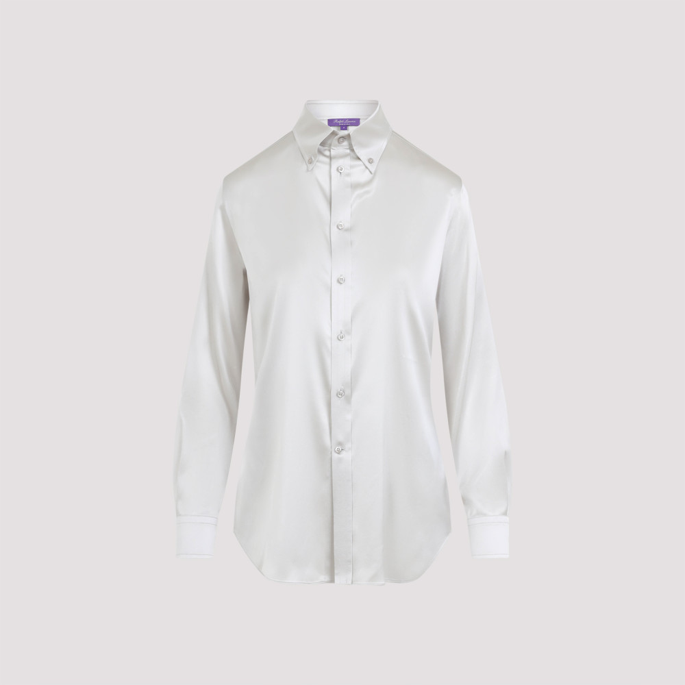 Ralph Lauren Cameron Long Sleeves Silk Button Front Shirt In White
