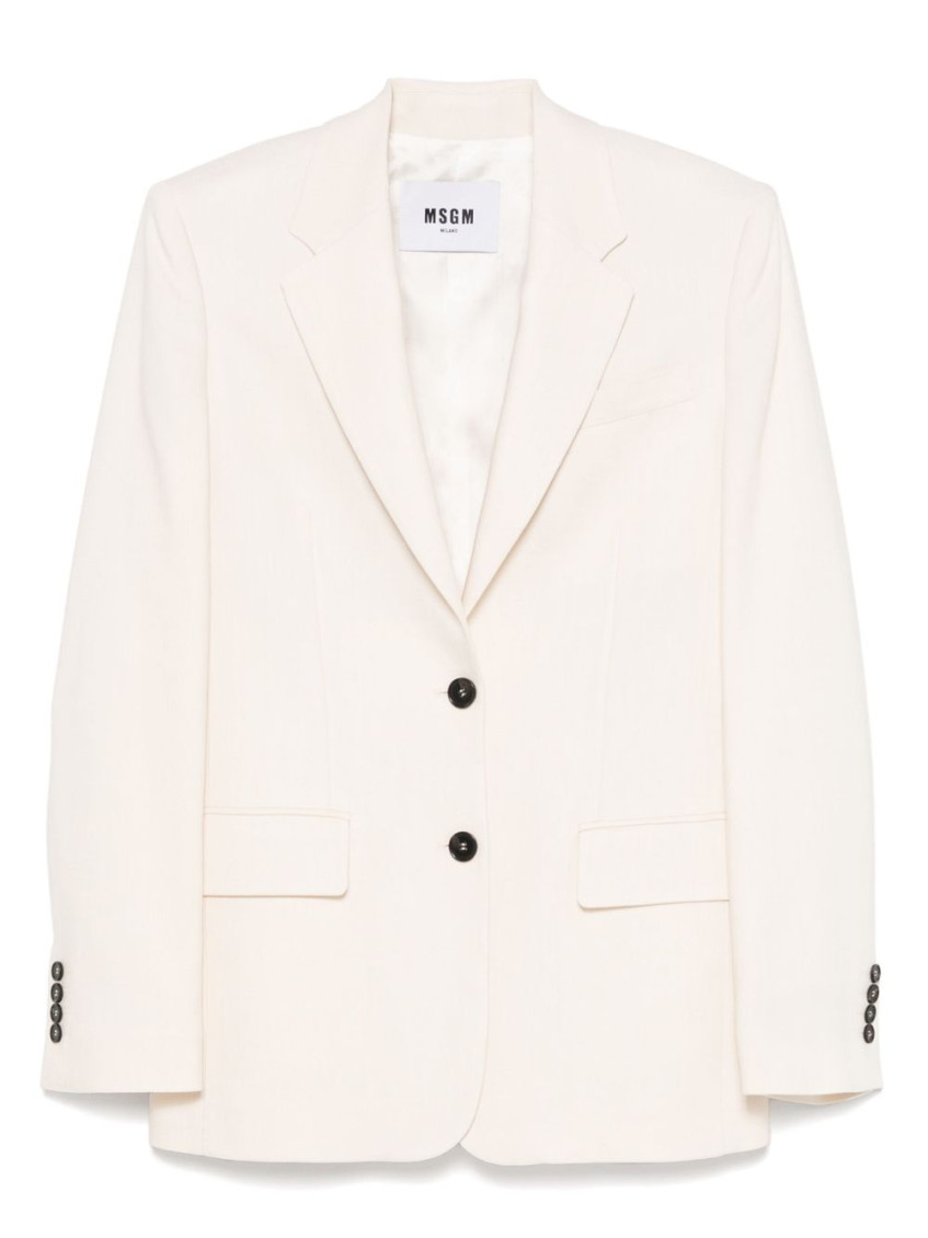 Msgm Viscose Jacket With Chest Patch Pocket In Neutral
